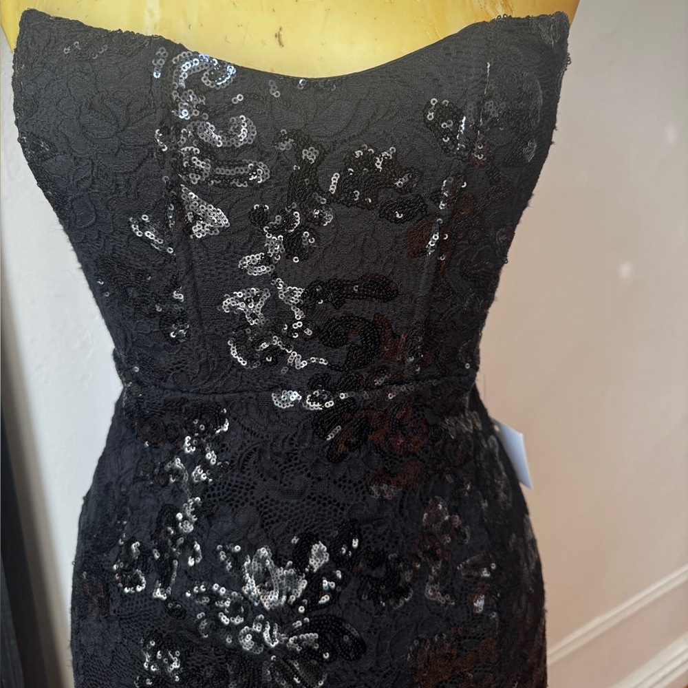 Blue Blush Black floral sequin maxi dress